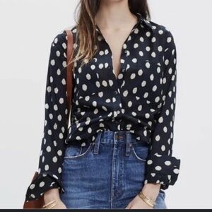 🔥MADEWELL Blue Boxy Button Down Shirt with Peter Pan Collar